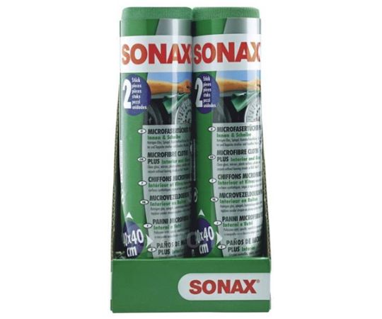 Набор салфеток из микрофибры (2 шт) для салона SONAX Microfibre Cloth Plus 40х40 см