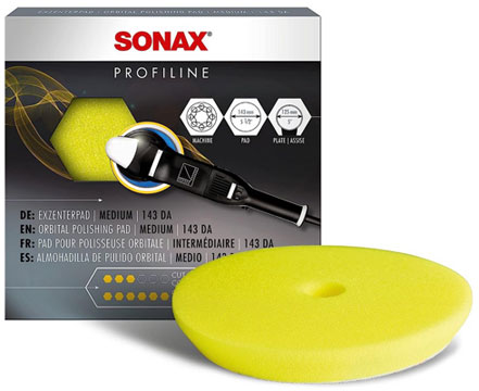 Полировочный круг для эксцентриков желтый, мягкий SONAX (Германия) 143 мм
